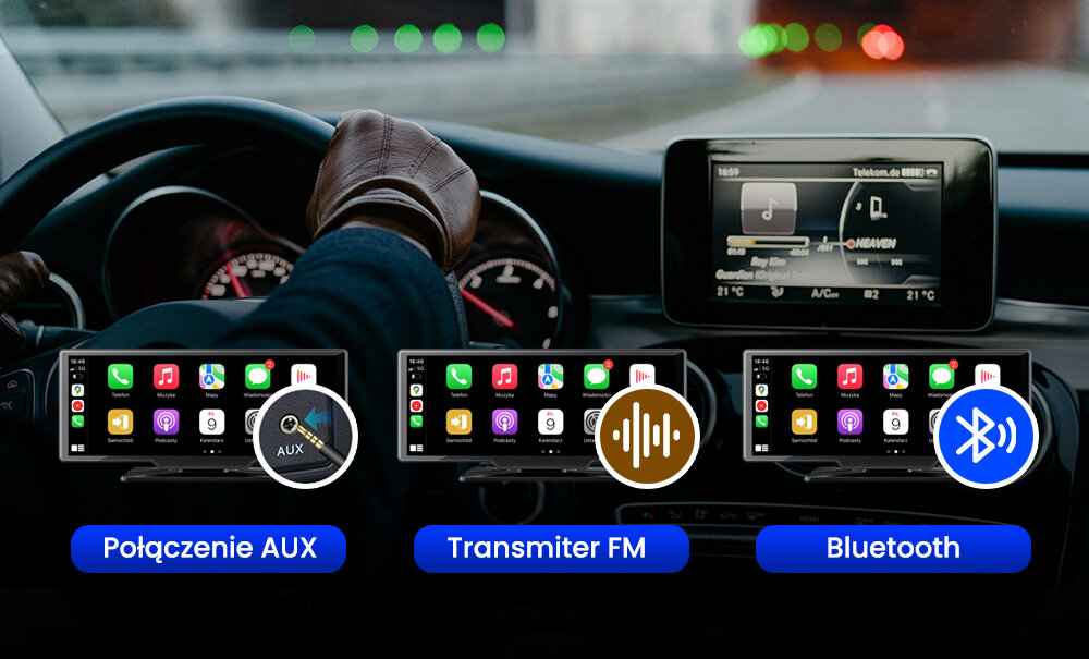 NEXADIO CP300 Transmiter FM bezprzewodowe przesyłanie dźwięku gniazdo AUX dużą stabilnością łącza Funkcja Bluetooth odtwarzać muzykę odbierać połączenia