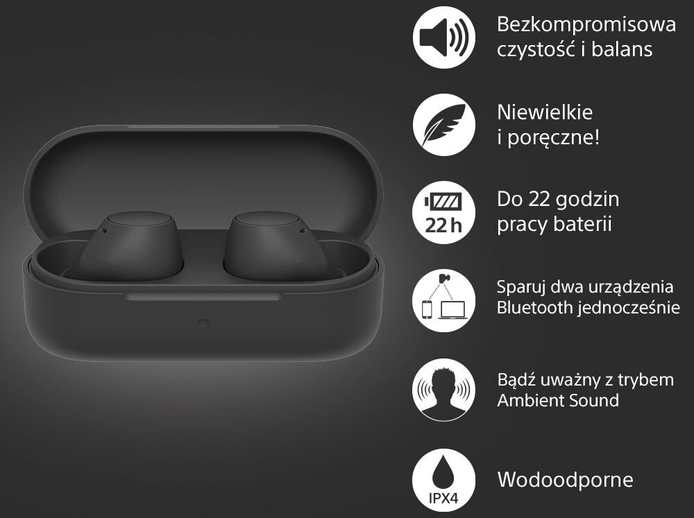 Słuchawki dokanałowe SONY WF-C510 doznania muzyka bezprzewodowe