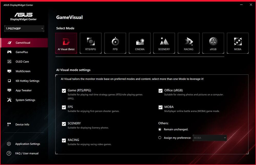 Monitor ASUS ROG Swift OLED PG27AQDM - DisplayWidget Center