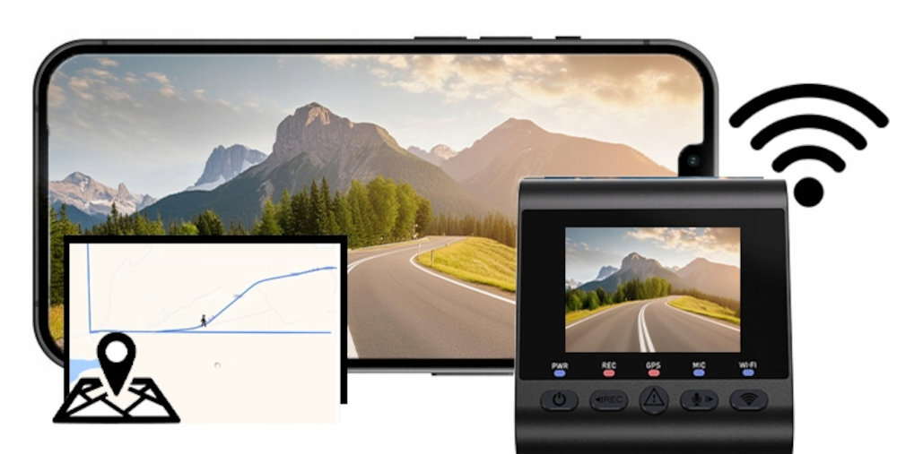 SJCAM M60 Wbudowany moduł GPS trasę przejazdu, lokalizację oraz prędkość pojazdu - funkcja gps