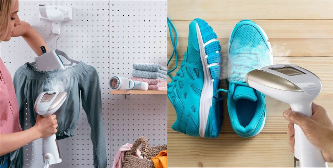 Parownica do ubrań CONAIR Turbo ExtremeSteam GS59XE Biały Szybkie usuwanie zagnieceń odświeżanie funkcja Turbo moc