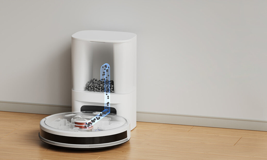 Robot sprzątający LYDSTO R5 Biały Automatyczne opróżnianie kurz pojemność czas sygnalizacja wymiana worka higiena