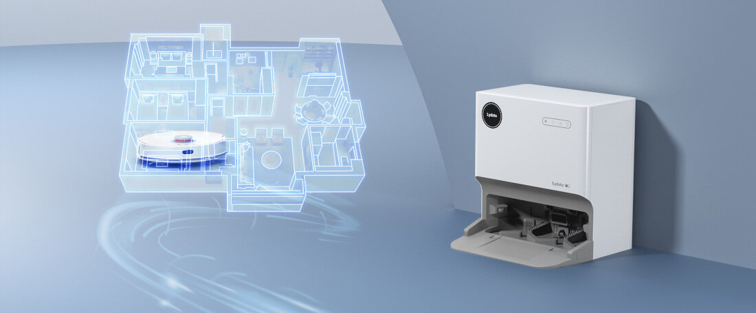 Robot sprzątający LYDSTO W2 Edge Biały Efektywne sprzątanie siła ssania Czujniki automatyczne dostosowanie moc ssania czyszczenie podłogi drewniana ceramiczna dywany powierzchnia