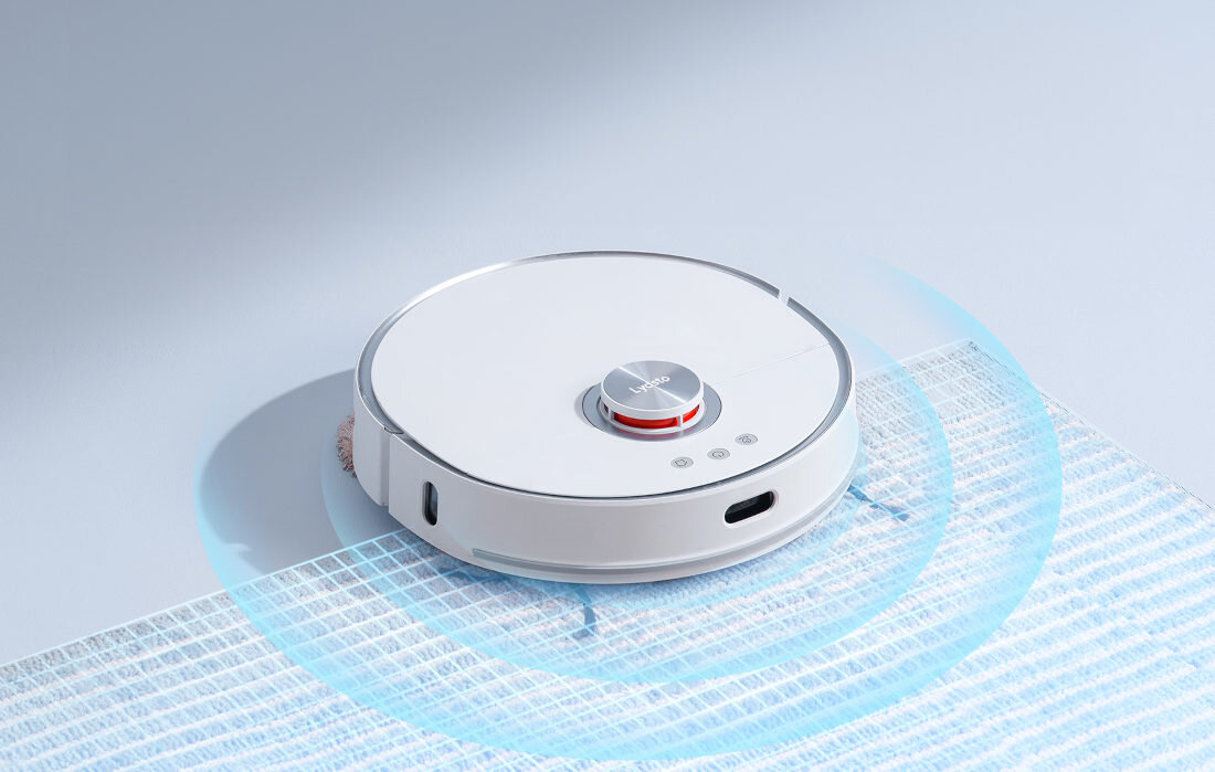 Robot sprzątający LYDSTO W2 Edge Biały system bezpieczeństwa 15 czujników działanie diagnozowanie usterki funkcja inteligentnego wznawiania pracy