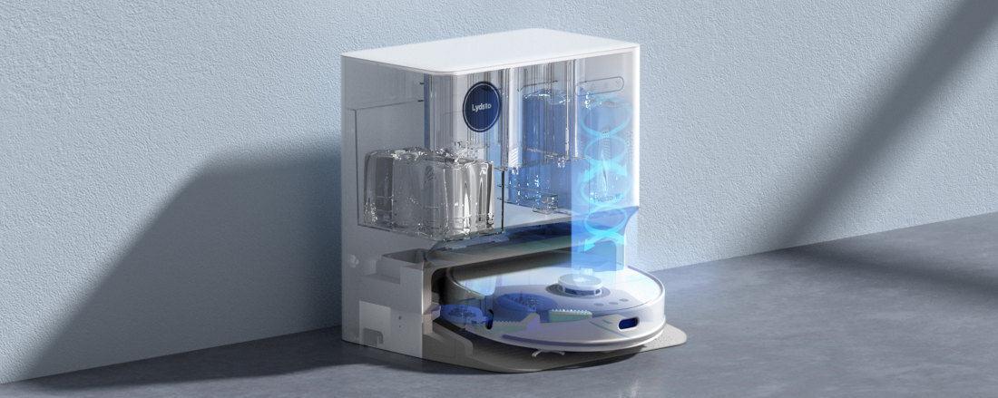 Robot sprzątający LYDSTO W2 Edge Biały Duża pojemność automatyczny pojemnik na kurz worek pojemność wygoda higiena komfort użytkowania