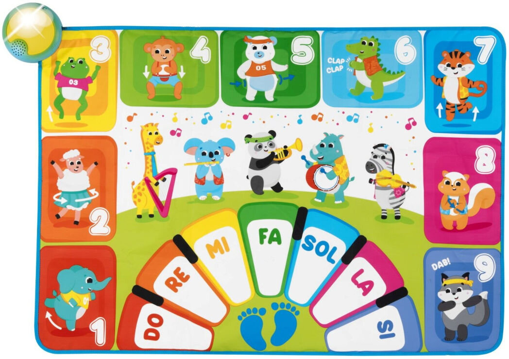 Mata edukacyjna CHICCO Happy Music 00011855000000 kolorowa mata z zabawnymi postaciami przyciąga uwagę dzieci w wieku od 2 do 5 lat