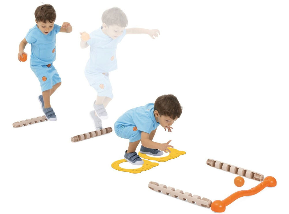 Zabawka CHICCO Fit&Fun Zestaw Gimnastyczny 00011782000000 10 różnych sposobów zabawy, które rozwijają podstawowe umiejętności motoryczne, 
					takie jak chodzenie, bieganie, czołganie, skakanie, rzucanie i łapanie Dla dzieci w różnym wieku 5 aktywności dla dzieci w wieku 18-36 miesięcy 
oraz 5 aktywności dla dzieci w wieku 3-5 lat 18 elementów 4 podstawy 4 elementy pionowe 4 pierścienie 2 elementy poziome