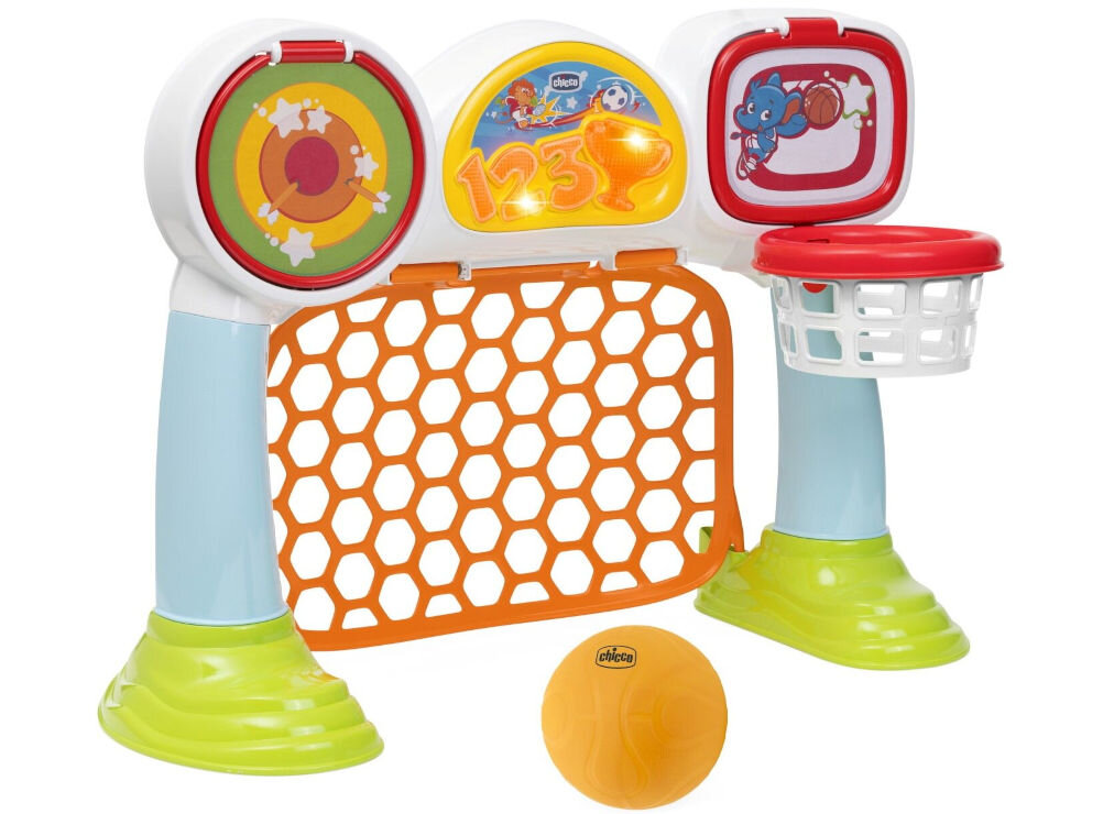 Zabawka interaktywna CHICCO Fit&Fun Liga Multisportowa 00009811000000 sensory, które rozpoznają trafność rzutu