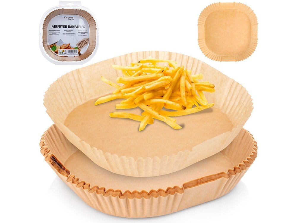 Papier do Air Fryer ORION 23 x 23 cm 50 sztuk wkład z zawartością frytek w środku, zapas na wiele użyć