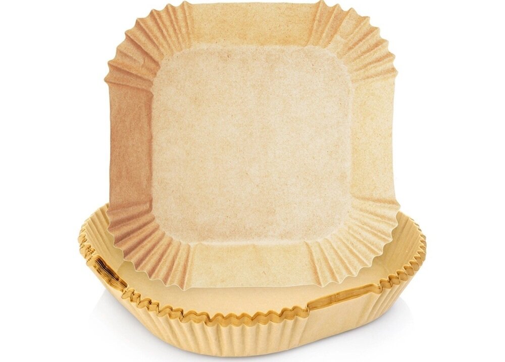 Papier do Air Fryer ORION 120071 21 x 21 cm 100 sztuk kilka sztuk wkładów, pokazane wnętrze wkładu