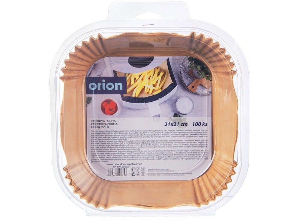 Papier do Air Fryer ORION 120071 21 x 21 cm 100 sztuk wkłady w plastikoym opakowaniu, cała zawartość