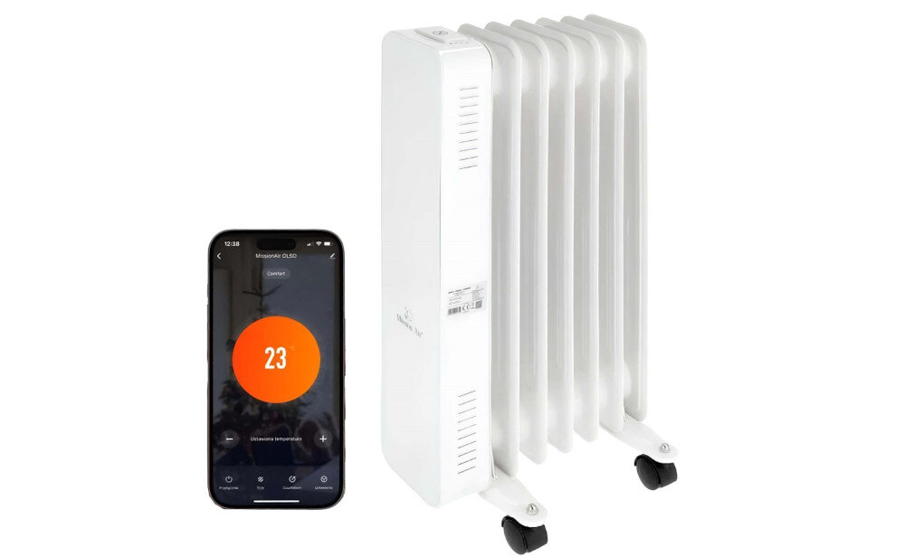 Grzejnik olejowy MISSION AIR Oslo zdalne sterowanie aplikacja TUYA SMART smartfon tablet iOS i Android sieć Wi-Fi zarządzanie harmonogramem
