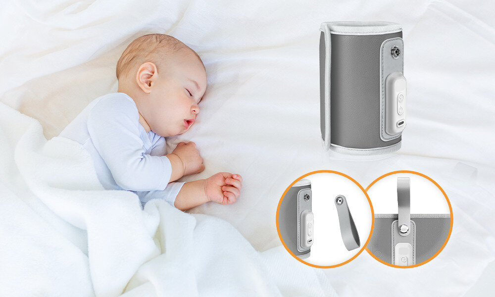 Podgrzewacz do butelek LIONELO Thermup Go Różowy mobilny pasek klips poręczny kompaktowy