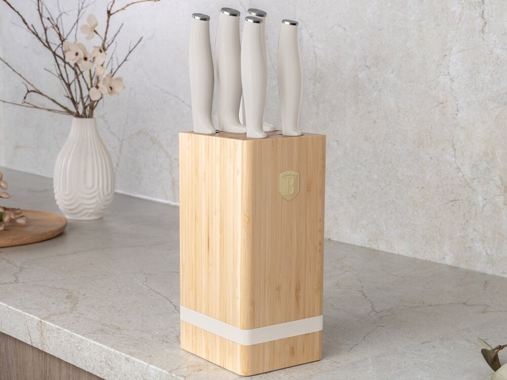 Zestaw noży BERLINGER HAUS BH-2973 6 elementów elegancki bambusowy stojak, bezpieczne i higirniczne przechowywanie, odporność na wilgoć