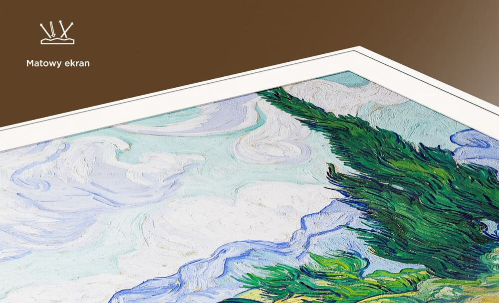 Telewizor TCL 75A300W NXTVision 75 QLED 4K 144Hz Google TV matowy ekran bez odblasków - zbliżenie na ekran w białej ramce