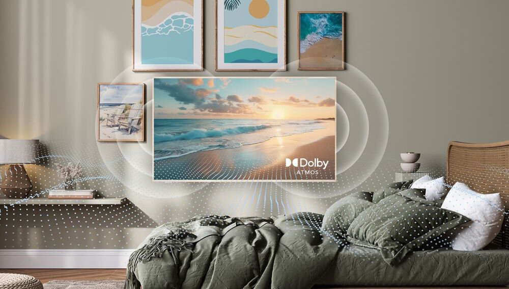 Telewizor TCL 55A300W NXTVision 55 QLED 4K 144Hz Google TV otaczający dźwięk dźwięk przestrzenny 3D - wizualizacja rozchodzenia się dźwięku