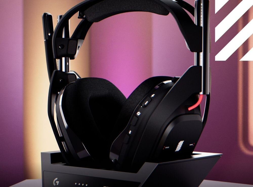 Słuchawki LOGITECH Astro A50 (Gen 5) stacja bazowa USB-C podłączenie konsoli i PC, słuchawki włożone w stacje bazową