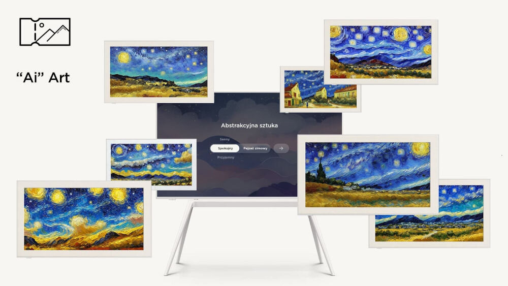 Telewizor TCL 65A300W NXTVision 65 QLED 4K 144Hz Google TV wyświetlanie sztuki kompozycje ai - Ai Art wizualizacja obrazów