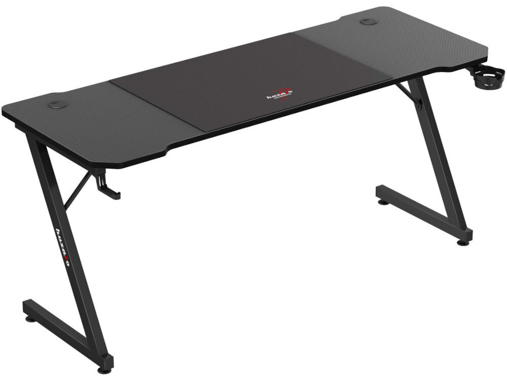 Biurko gamingowe HUZARO Hero 4.8 Czarny prezentacja podkładki XXL 80 x 58 cm na biurku na białym tle antypoślizgowa stabilność wzmocnione brzegi ochrona przed strzępieniem specjalna powłoka płynne ruchy myszki dobra przyczepność ochrona blatu przed zarysowaniami