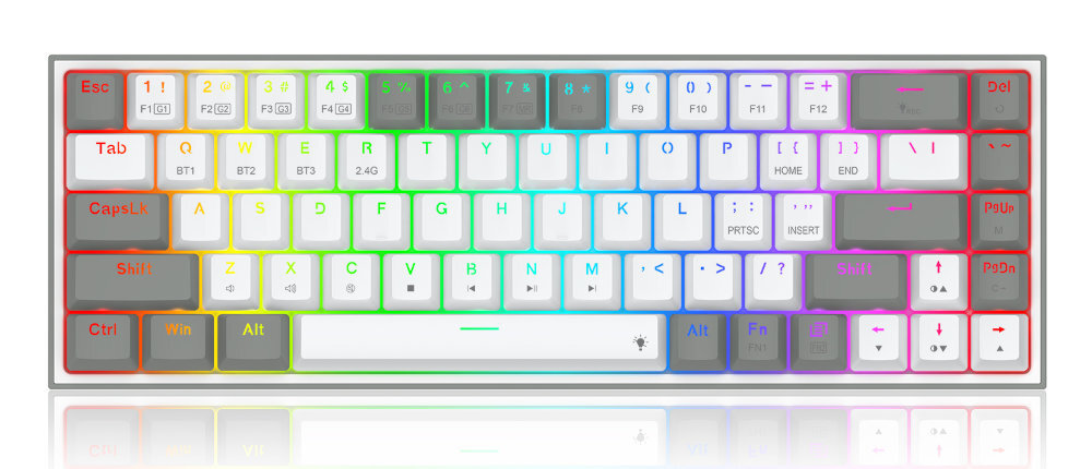 REDRAGON Castor Pro dynamiczne podświetlenie RGB 20 gotowych trybów świetlnych dedykowanemu oprogramowaniu własnych efektów kolorystyka obudowy
