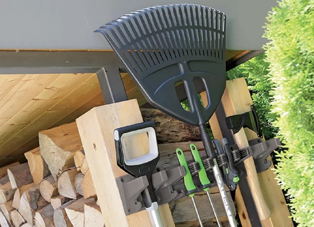 Wieszak narzędziowy PROSPERPLAST Multi Holder IWN2-405U szopa drewno wieszak przymocowany do słupków na wieszaku narzędzia praktyczne przechowywanie organizacja przestrzeni pracy uniwersalne zastosowanie