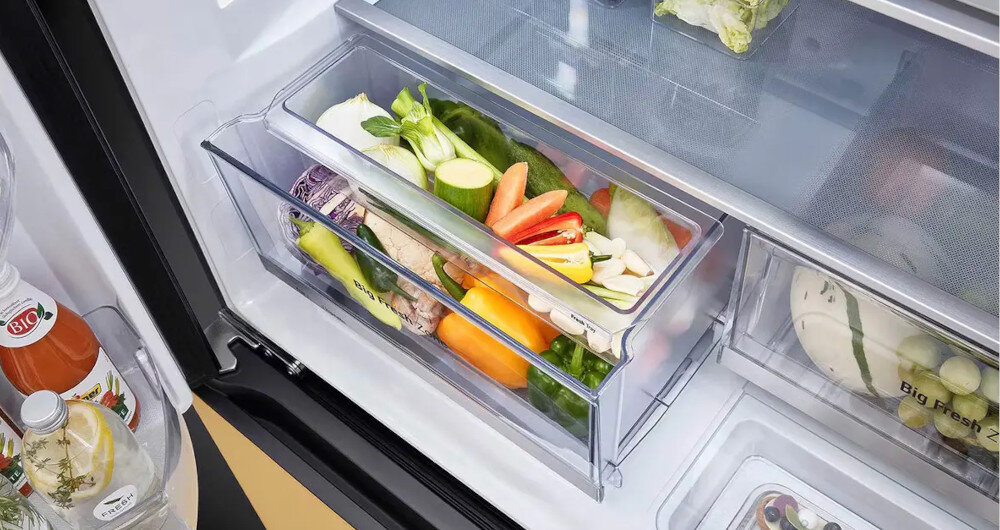 LODÓWKA GMV960NNME MOODUP INSTAVIEW pojemne szuflady Big Fresh Zone owoce warzywa regulacja wilgotności