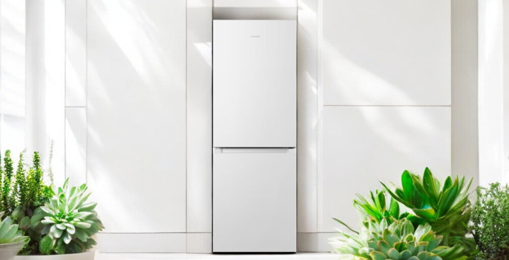 LODÓWKA HISENSE RB291D4CWE zdjęcie lifestyle ściana lodówka zamknięta front drzwi kolor biały Strażnik świeżej żywności szuflada CrispZone warzywa owoce