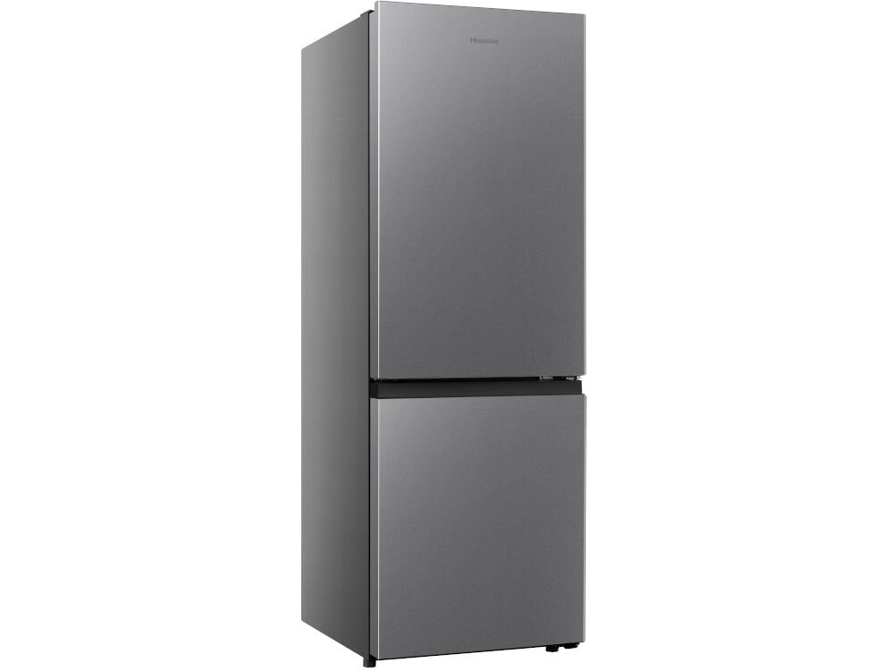 Lodówka HISENSE RB224D4BDE 143cm Srebrna lodówka stoi bokiem srebrna drzwi do chłodziarki drzwi do zamrażalki nóżki białe tło eleganckie urządzenie chłodnicze w każdej kuchni kompaktowe wymiary (49,5 cm szerokości, 56,2 cm głębokości i 143 cm wysokości) pojemności i funkcjonalności srebrne wykończenie stylowy wygląd przemyślany układ wnętrza wygoda codziennego użytkowania możliwość zmiany kierunku otwierania drzwi elastyczne dostosowanie