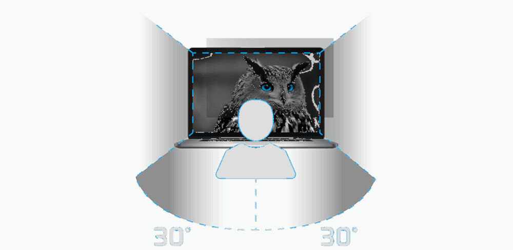 Filtr prywatyzujący NATEC Owl 17,3 (16:9)
zbudowany z 10 warstw, technologia mikrożaluzji, przyciemniony i zniekształcony obraz,
ekran całkowicie czarny od 30 stopni,
laptop, kąt widzenia, jasne tło