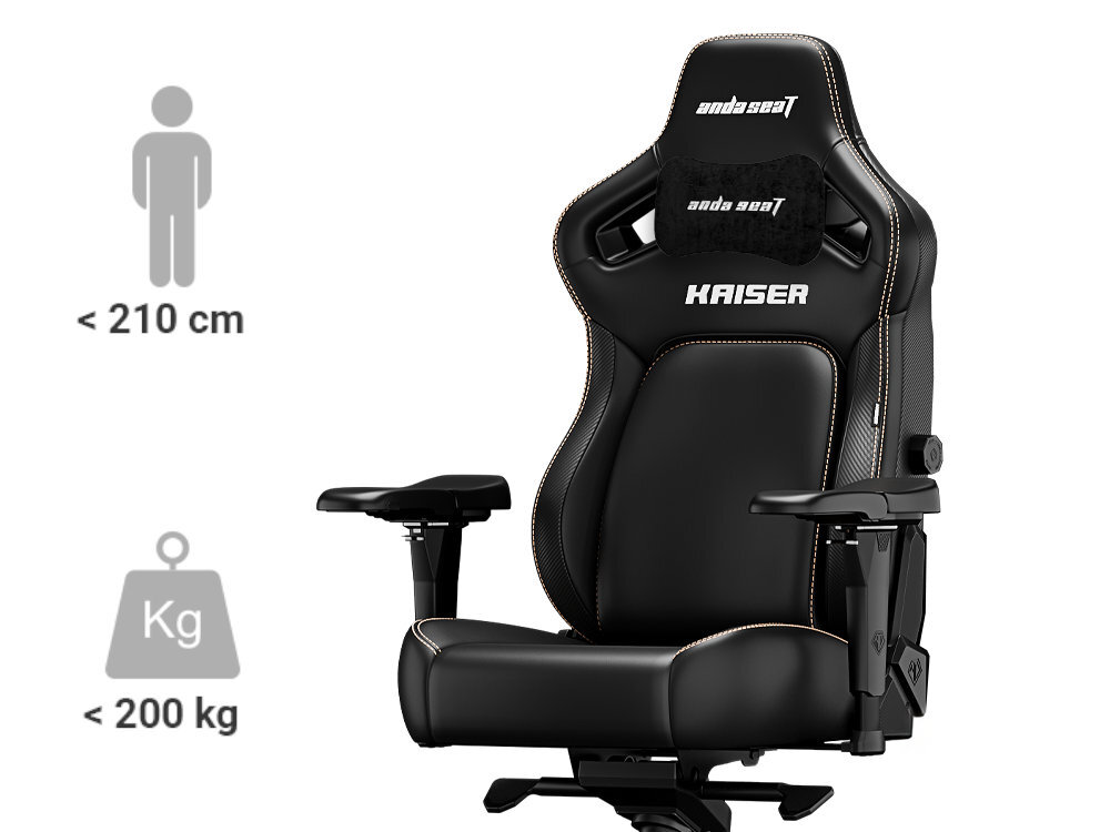 ANDA SEAT Kaiser 4 XL Konstrukcja fotela stalowej ramie Maksymalne obciążenie wynosi do 200 kg 175–210 cm XL