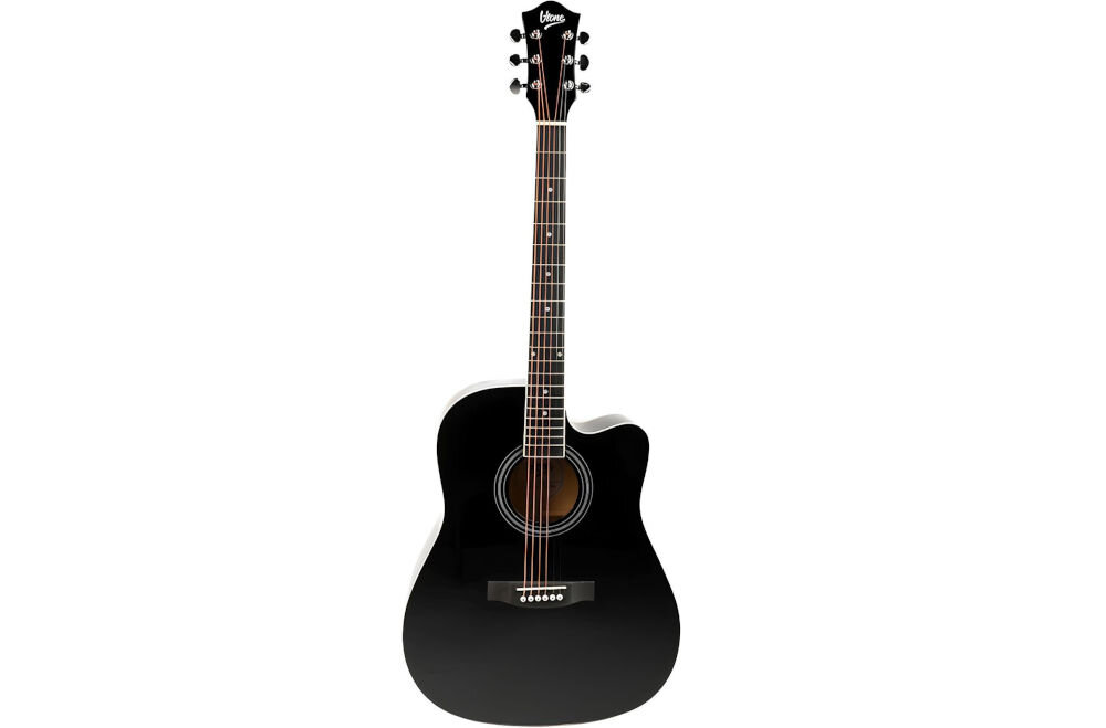Gitara akustyczna V-TONE AG TWO przenośny pokrowiec występy kawiarnia spotkania towarzyskie, gitara akustyczna od frontu na białym tle