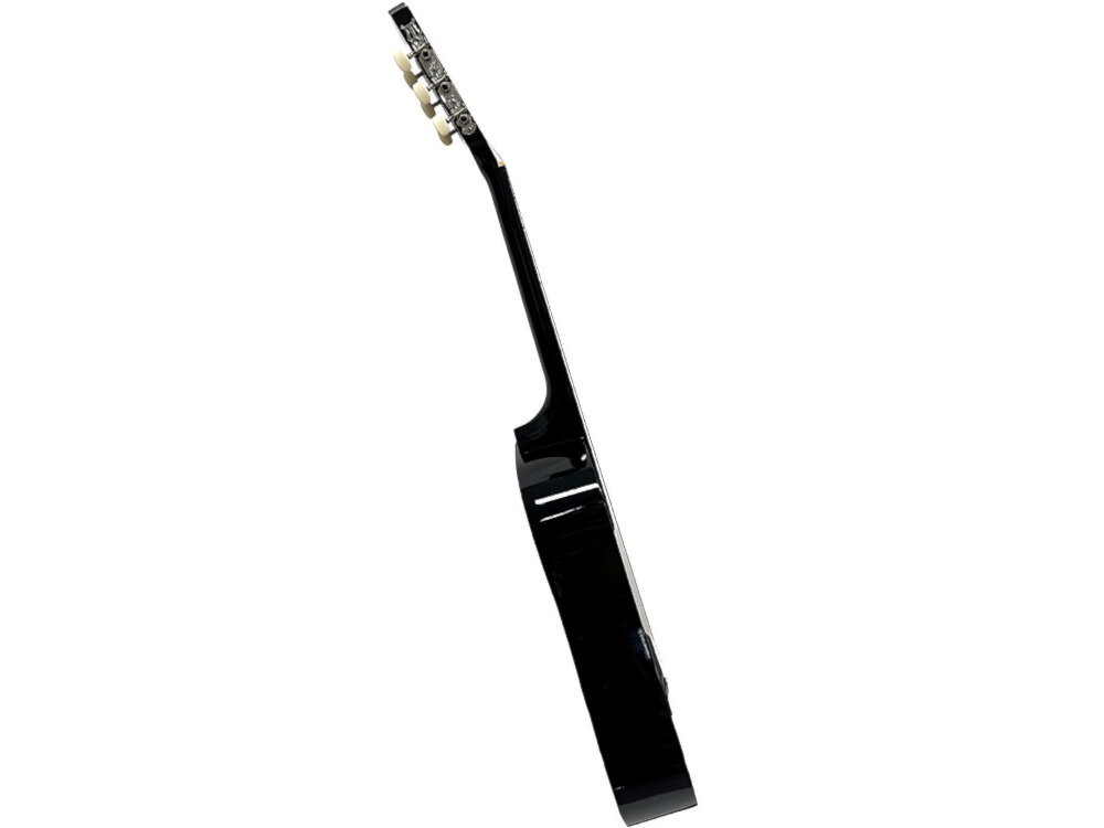 Gitara klasyczna V-TONE CG One - z gryfem z drewna okoume i 18 progami, gitara z boku na białym tle