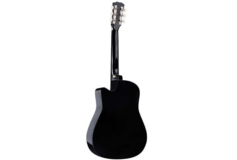 Gitara V-TONE AG One połysk wykończenie ręcznie rysowany binding elegancki design, gitara akustyczna po skosie od tyłu na białym tle