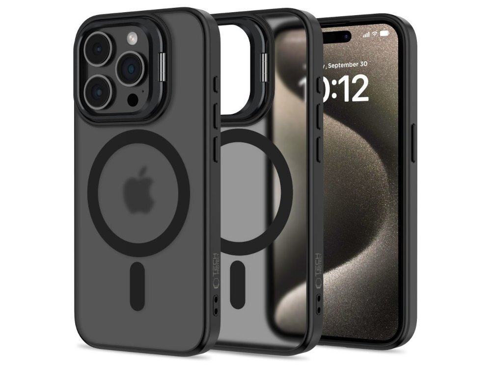 TECH-PROTECT MagStand MagSafe elastyczną ramkę z TPU pleckami z poliwęglanu Przezroczysta konstrukcja wycięcia na przyciski i porty