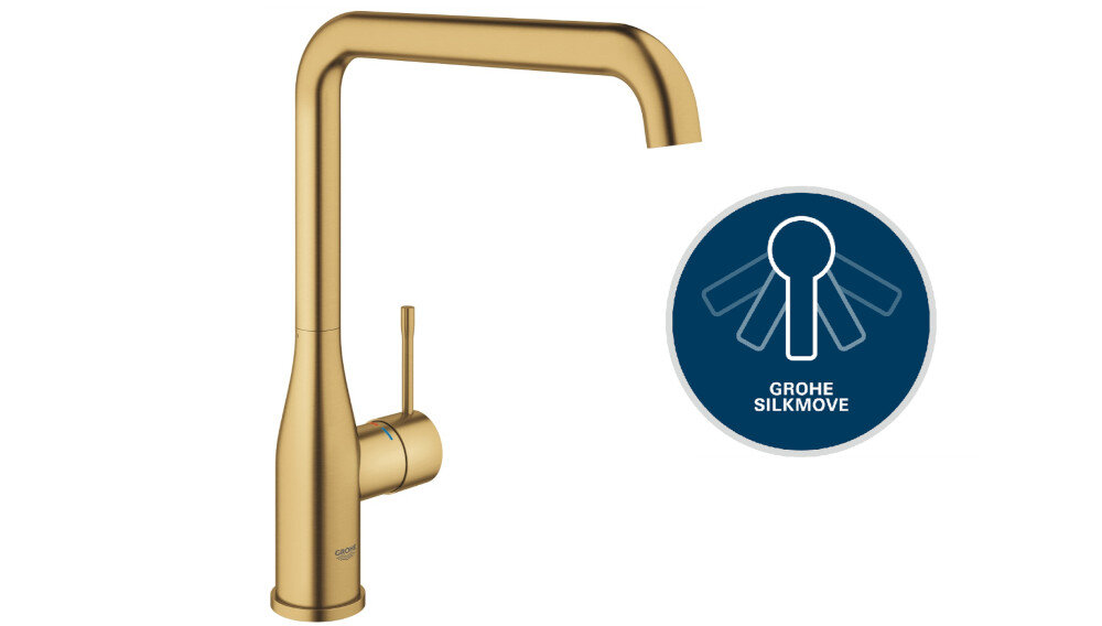 Bateria GROHE Essence 30269GN0 obrotowa wylewka korzystanie wygoda obracanie SilkMove kontrola precyzja design dźwignia