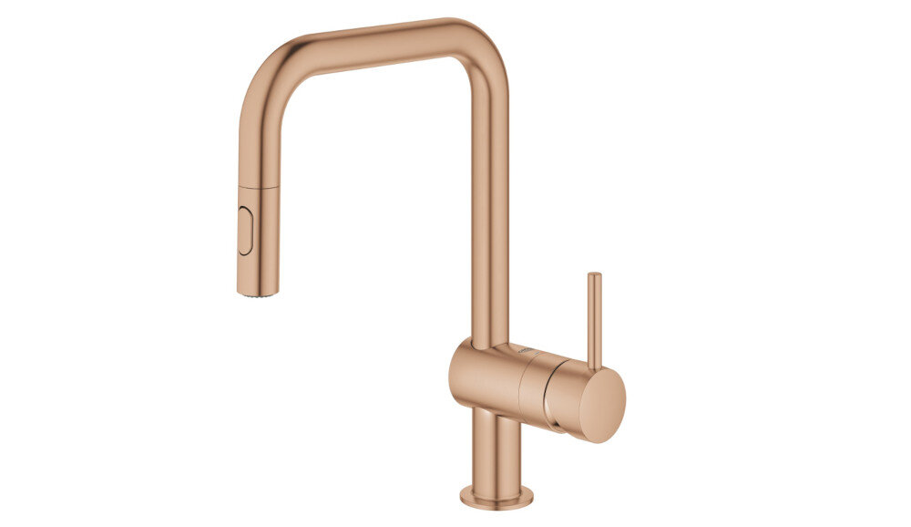 BATERIA GROHE Minta 32322DL2 Złoto szczotkowane wylewka Wyciągana dwa rodzaje strumieni prysznic silny zasięg wylewki 240 mm obrotowa wylewka korzystanie wygoda 360 stopni