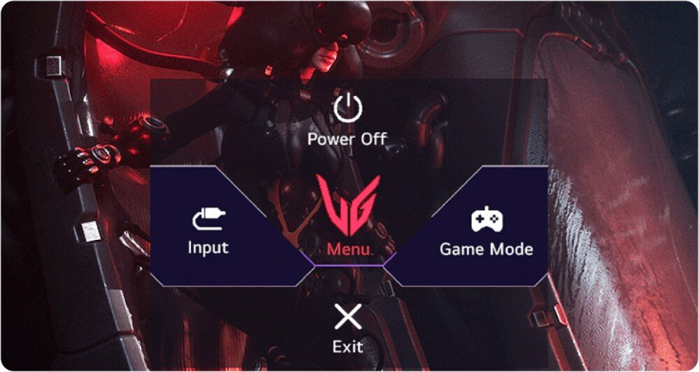 Monitor LG UltraGear 27GS50F-B 27 1920x1080px 180Hz 1 ms [MBR] kawałek wyświetlacza z interfejsem aplikacji On-Screen przedstawiającym menu