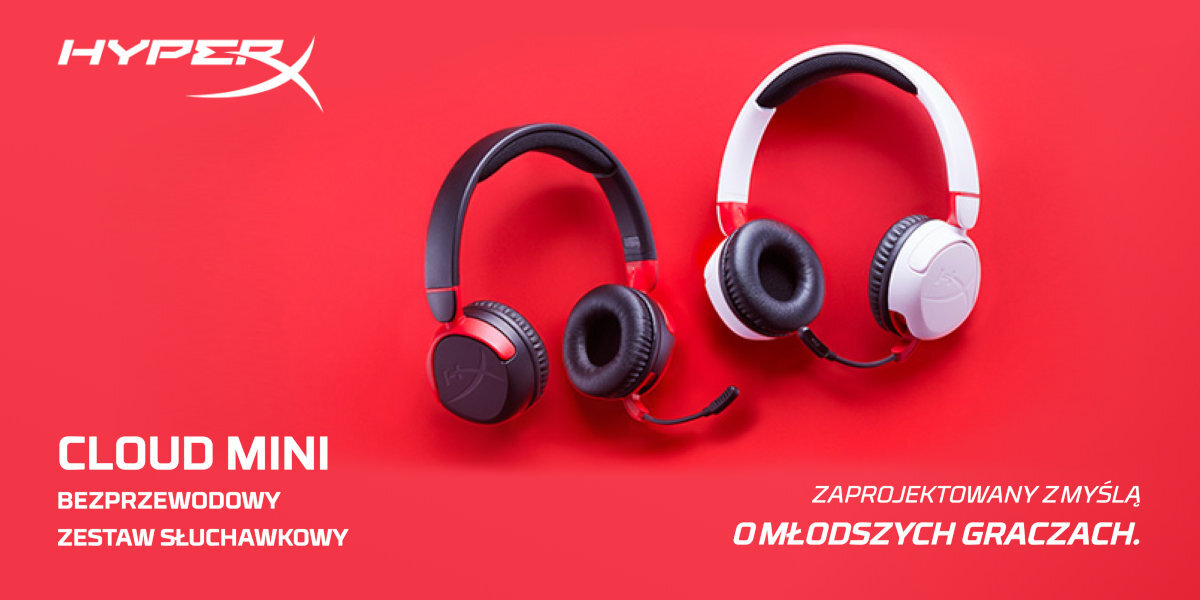 HYPERX Cloud Mini - słuchawki na czerwonym tle