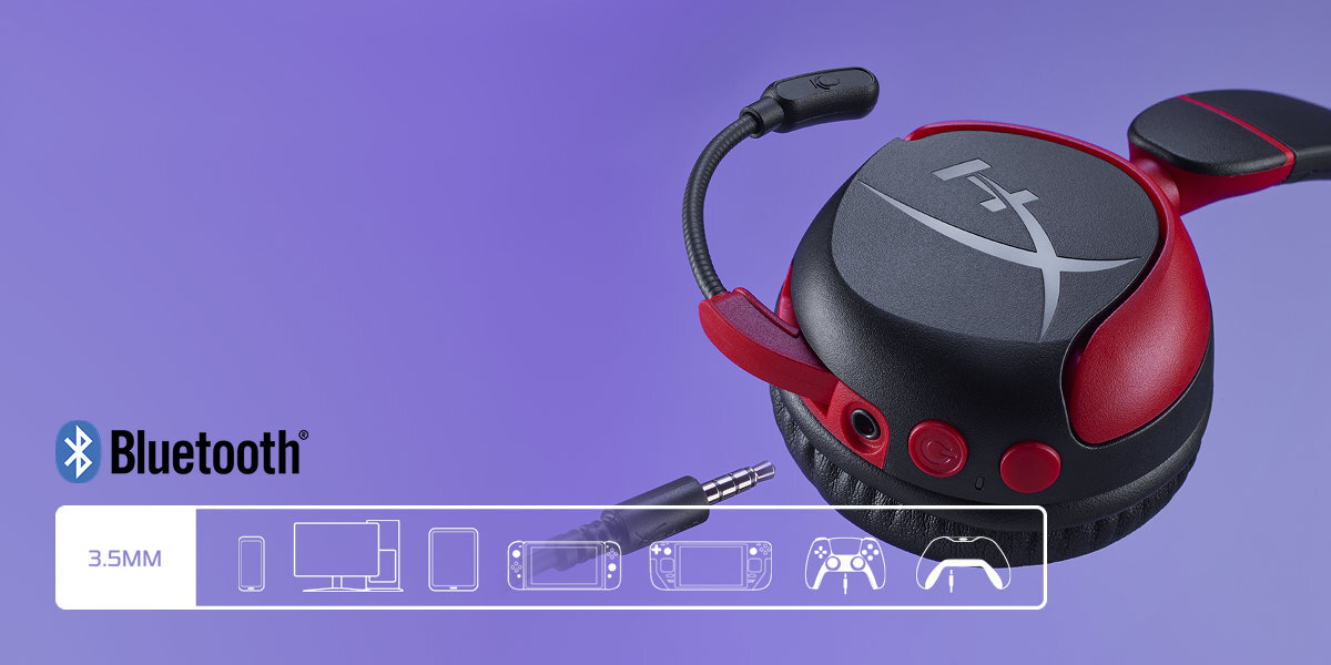 HYPERX Cloud Mini złączu 3,5 mm (4-biegunowemu) Cloud Mini PC, Chromebooki, konsole Nintendo Switch, PlayStation, Steam Deck, Xbox, smartfony gniazda słuchawkowego 3,5 mm CTIA - słuchawki z gniazdem jack