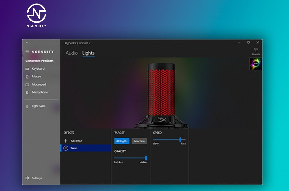 Mikrofon HYPERX QuadCast 2 podświetlenie kolor aplikacja