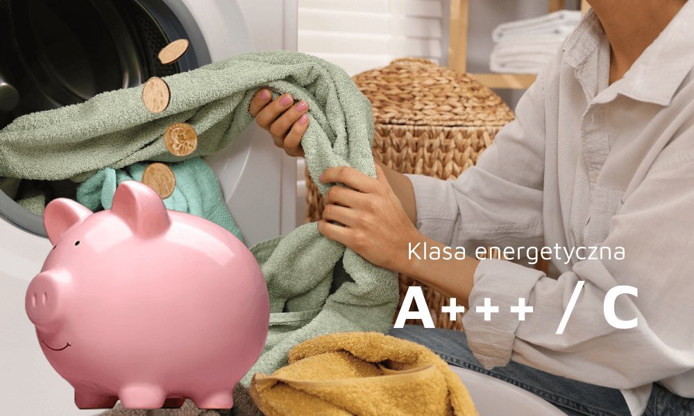 SUSZARKA BEKO XBM3T47249M wizualizacja skarbonka świnka kobieta dłonie ubrania pranie ręczniki monety Oszczędność suszenia ekologia