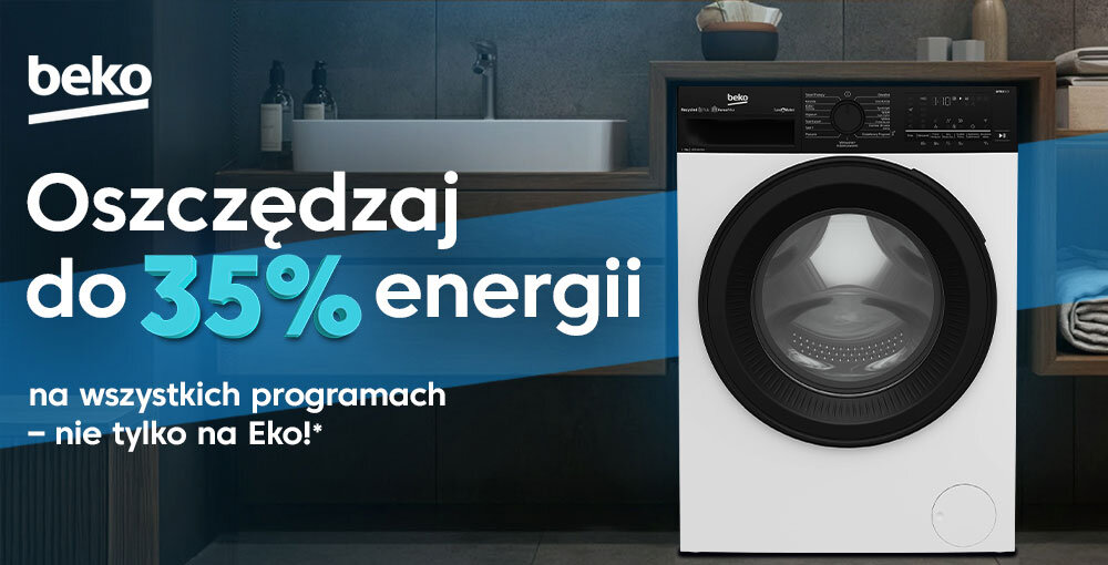 PRALKA BEKO B5WFT694111WBPBB baner logo top oszczędności zaawansowane Technologie codzienna wygoda inteligentne funkcje oszczędne pranie