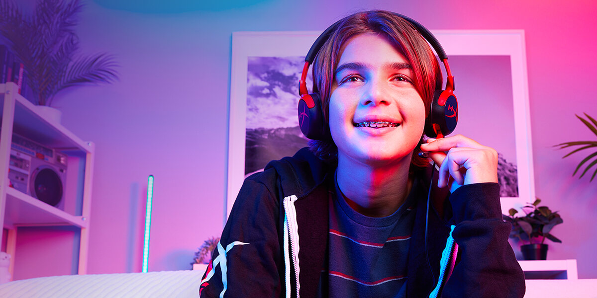 HYPERX Cloud Mini 30-milimetrowe przetworniki grę, oglądasz filmy, czy słuchasz muzyki - słuchawki na głowie dziecka