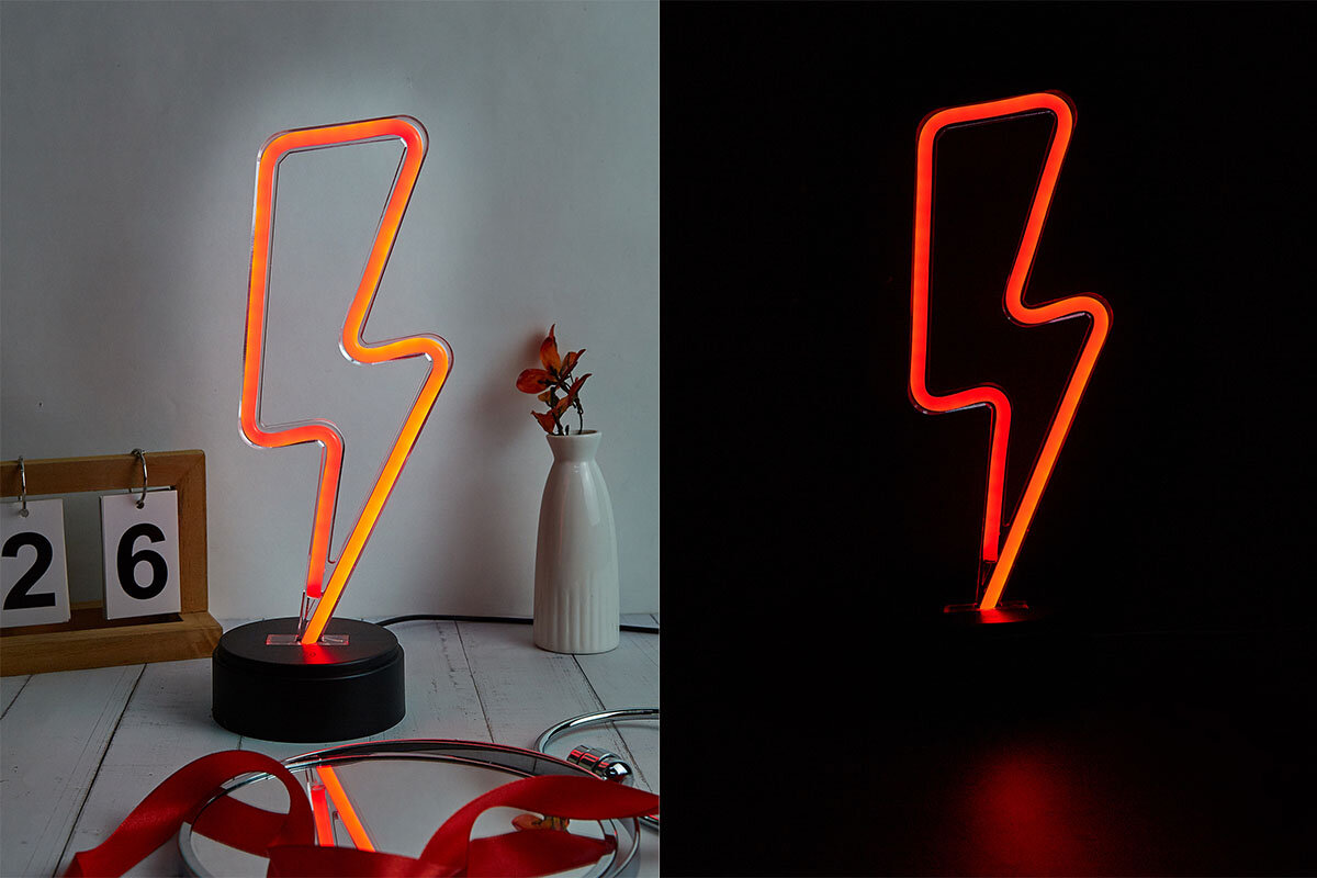Neon LED MANTA Piorun intensywnymi i wyrazistymi kolorami unikalnego charakteru oświetlenia dekoracyjną mocnym barwom Technologia LED oszczędność energii