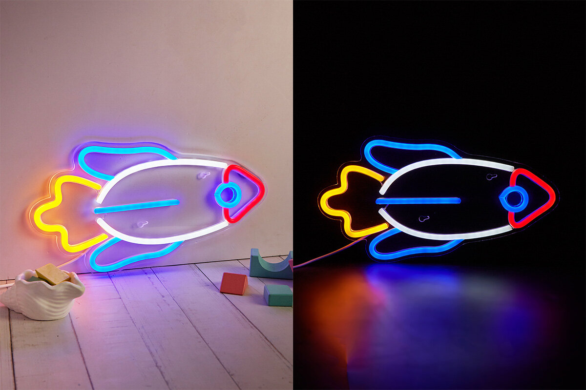 Neon LED MANTA Rakieta kolorowymi przewodami LED intensywne barwy