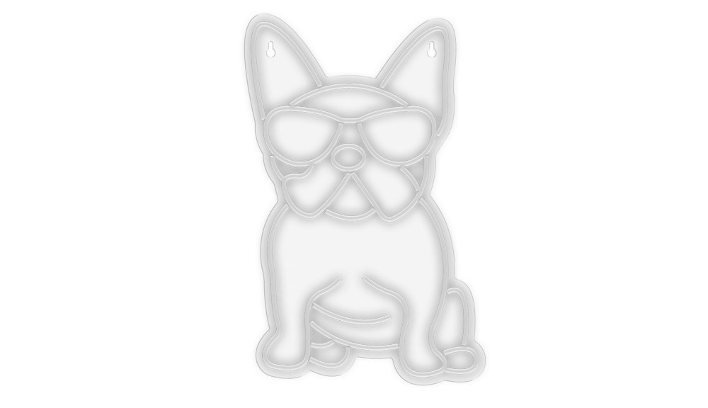 Neon LED MANTA Pies buldoga francuskiego 26 x 40 x 2 cm salonu, sypialni czy biura design podstawa z plexi otwory montażowe