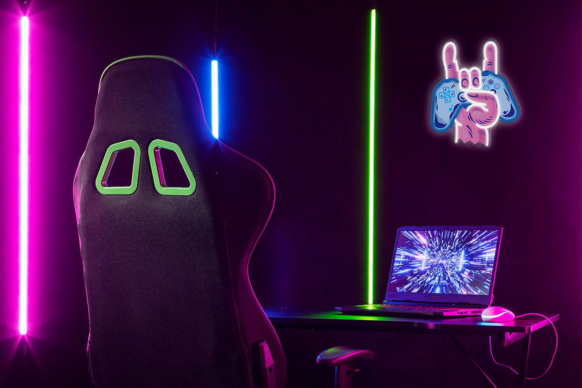 Neon LED MANTA Gamepad kolorowymi przewodami LED intensywne barwy