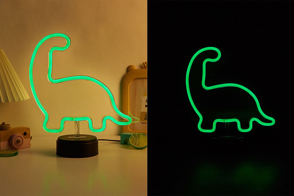 Neon LED MANTA Dinozaur intensywnymi i wyrazistymi kolorami unikalnego charakteru oświetlenia dekoracyjną mocnym barwom Technologia LED oszczędność energii