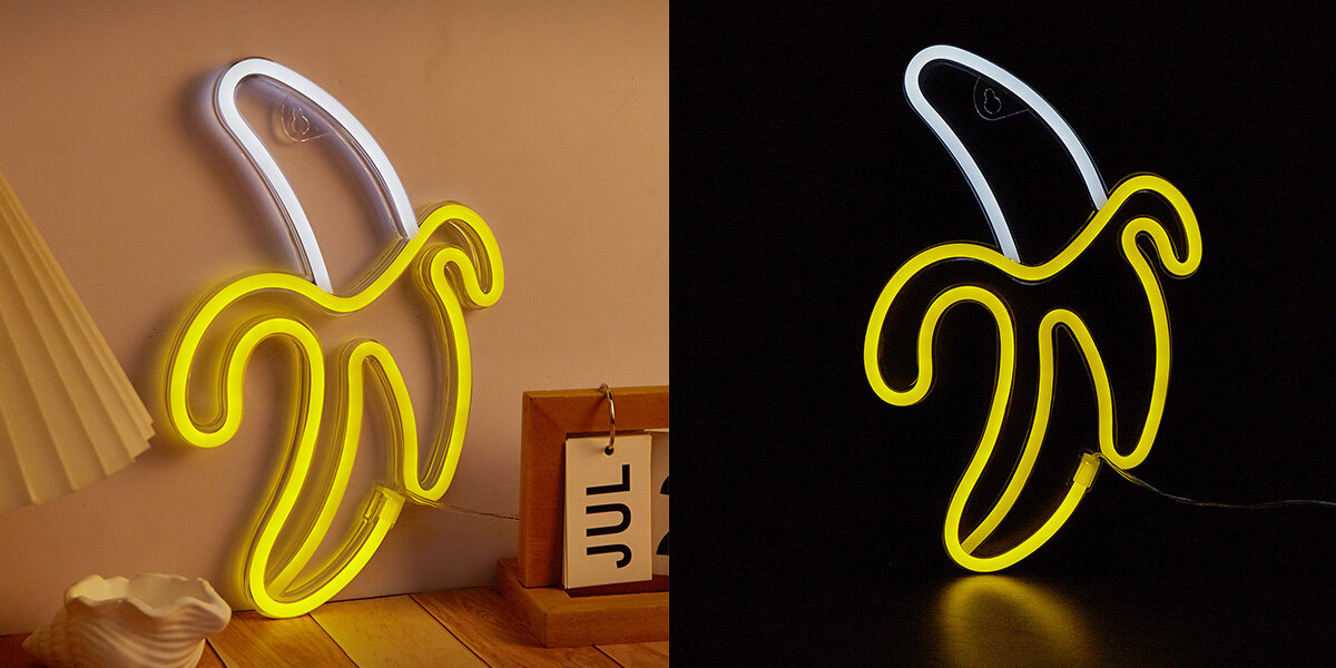 Neon LED MANTA Banan intensywnymi i wyrazistymi kolorami unikalnego charakteru oświetlenia dekoracyjną mocnym barwom Technologia LED oszczędność energii