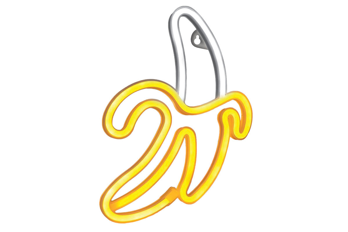 Neon LED MANTA Banan zasilania przez USB-A Manta komputera, powerbanku ładowarki tradycyjnych gniazdek